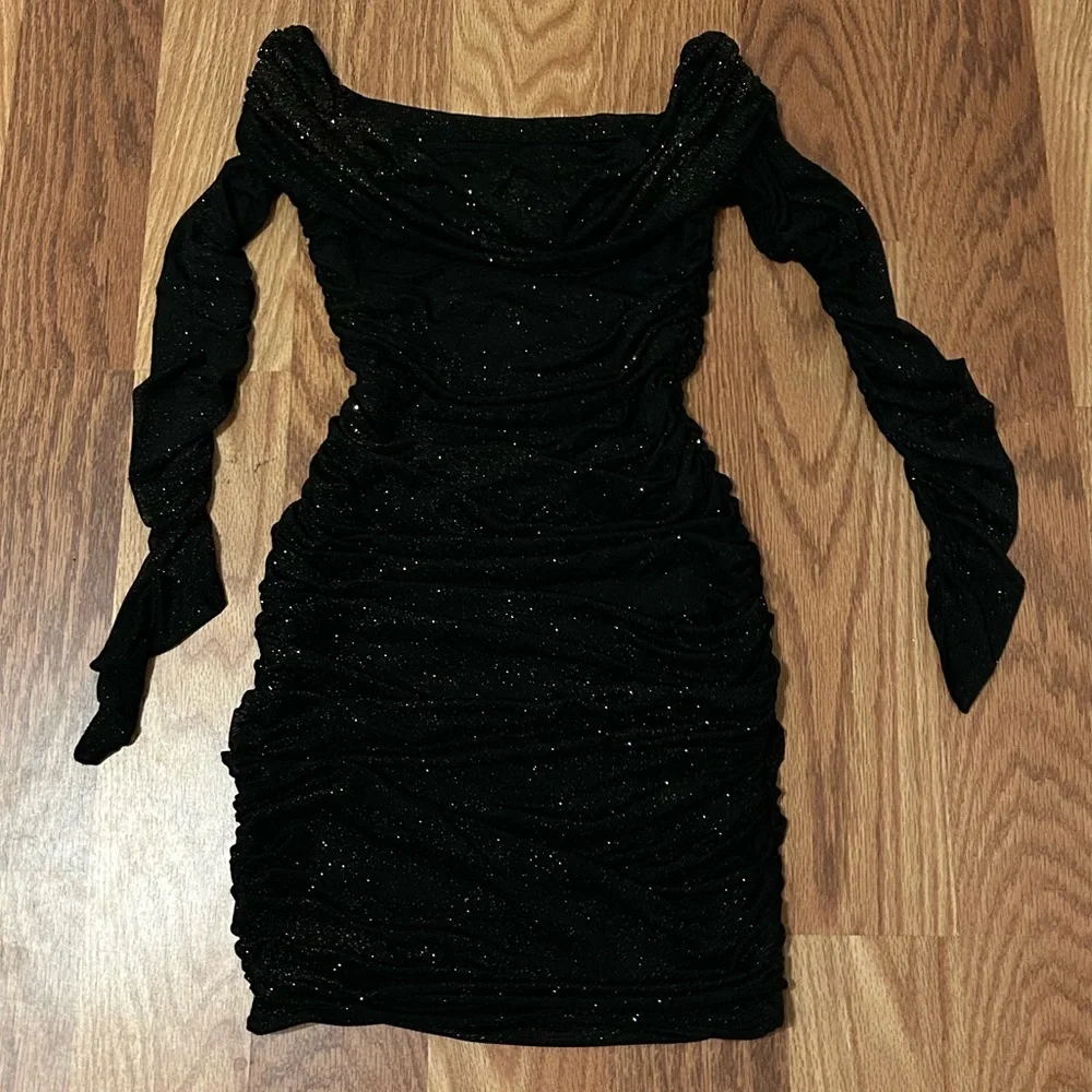 Bee Oh Polly Party Dress Sparkly Black Mini Dress - Picture 4 of 8